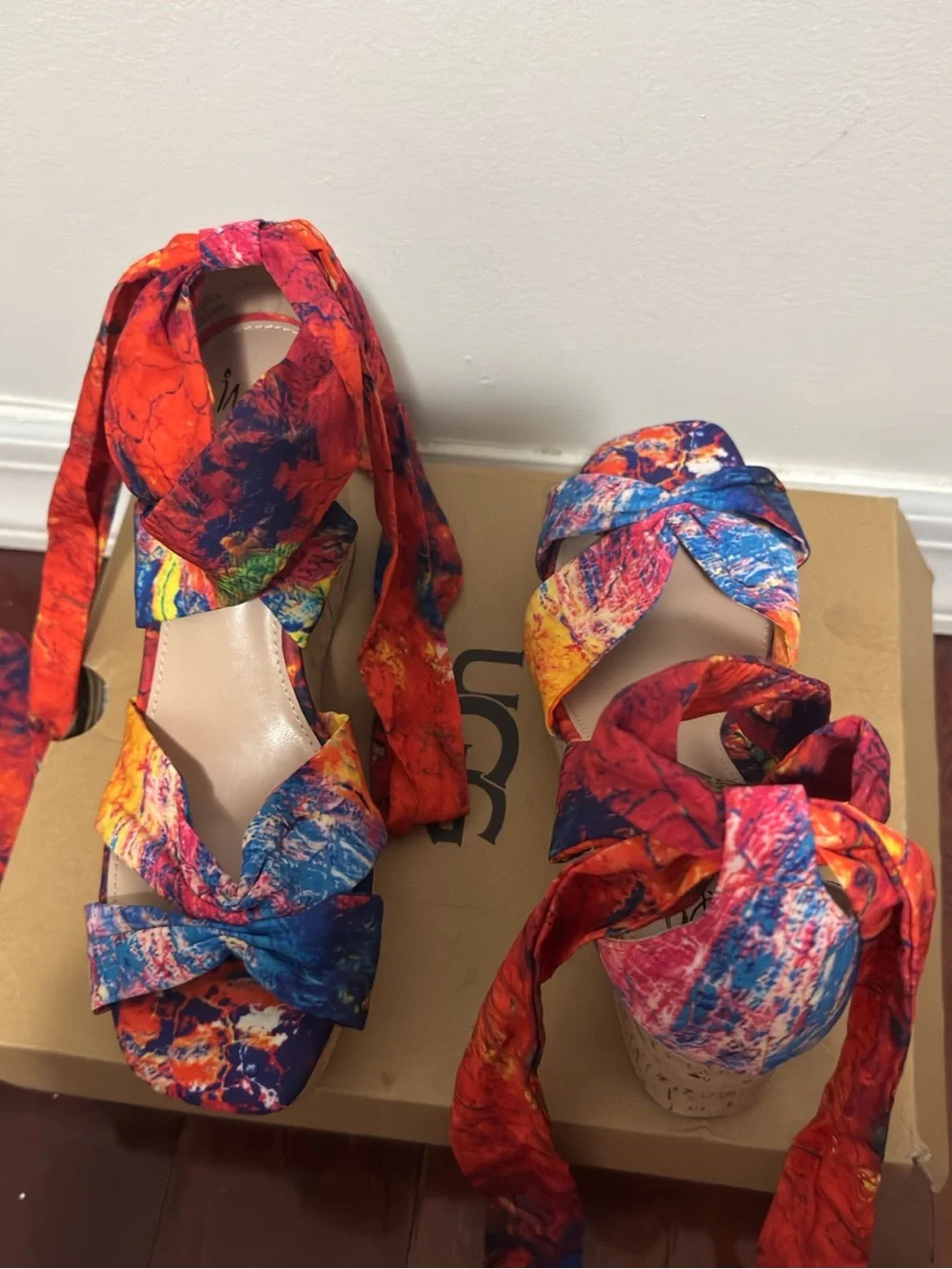 Impo Multicolor Tie-Wrap Cork Wedge Sandal
